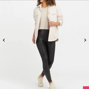 SPANXS FAUX LEATHER LEGGINGS BLACK SIZE MEDIUM